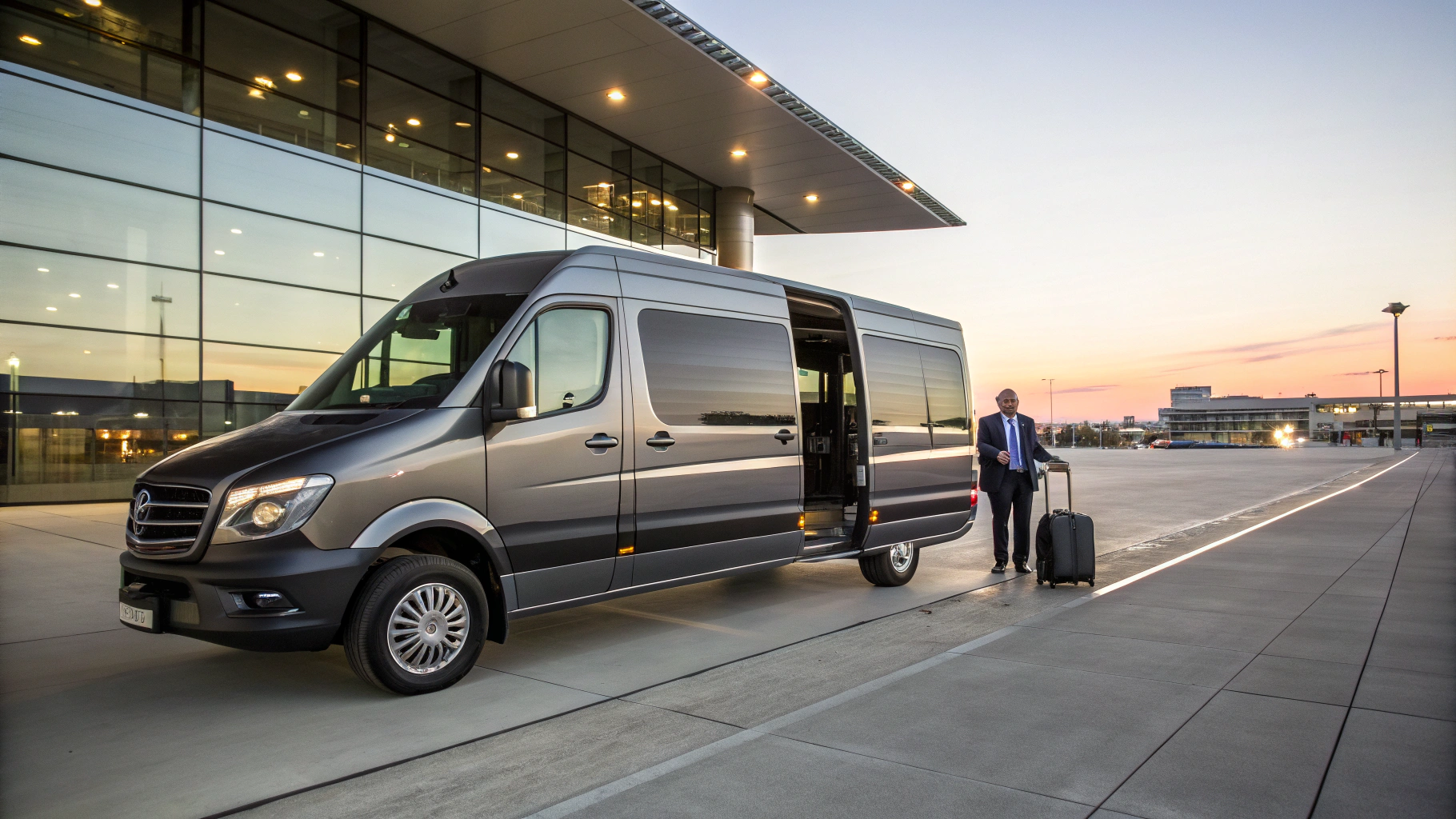 Spacious gloss black branded luxury executive SUV tailored for group travel