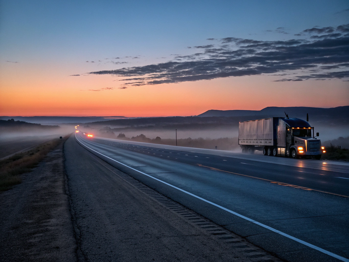 Open interstate highway at dusk toward Chicago skyline
